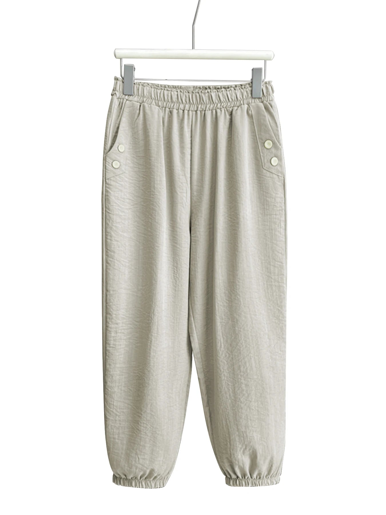 Women's Casual Pants Elastic Waist Solid Color Pockets